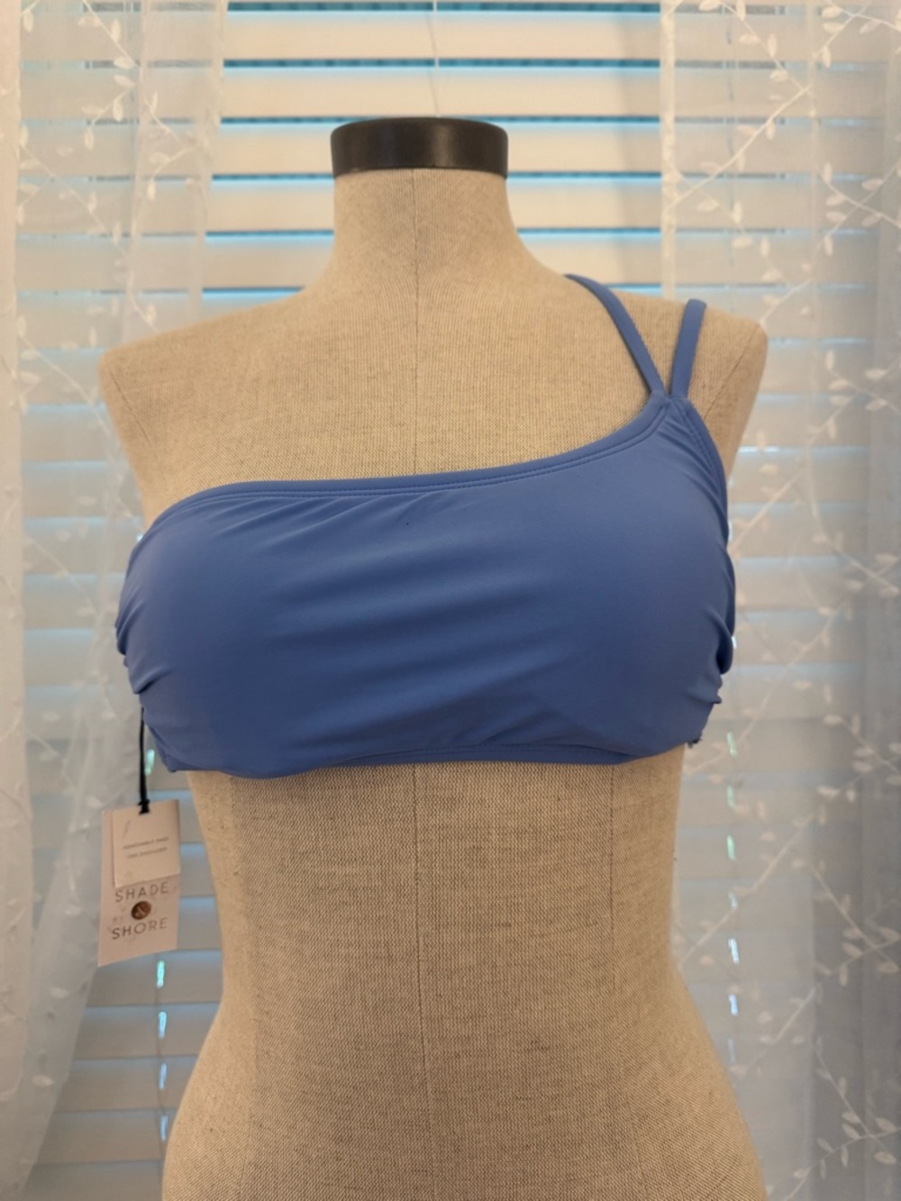 Shade & Shore One-Shoulder Bikini Top in Periwinkle Blue 36C